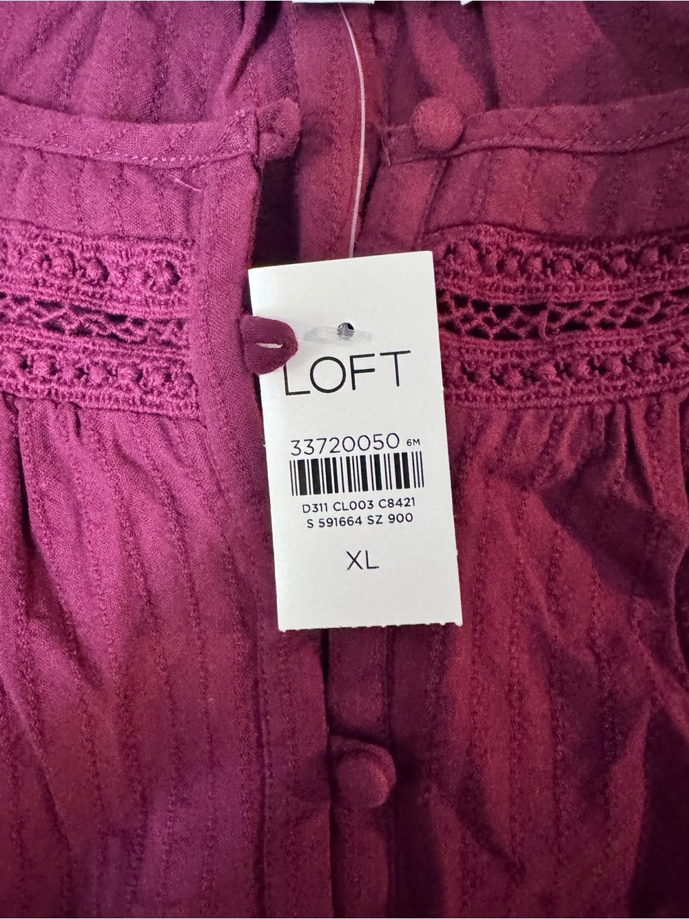 LOFT Berry Short Sleeve Blouse Womens XL - Picture 3 of 6